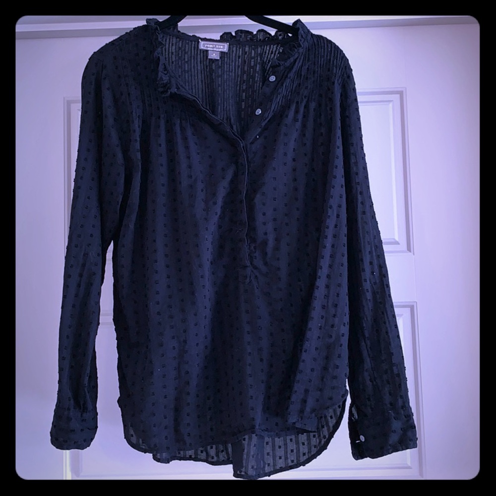 J.Crew Point Sur Black Popover Long-sleeve Top